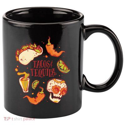 Tacos & Tequila Mexican 11oz C Handle Ceramic Mug