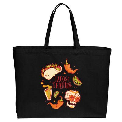 Tacos & Tequila Mexican Cotton Canvas Jumbo Tote