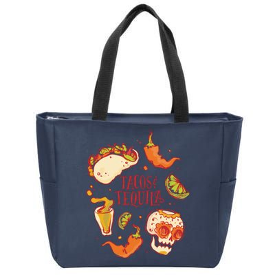 Tacos & Tequila Mexican Zip Tote Bag