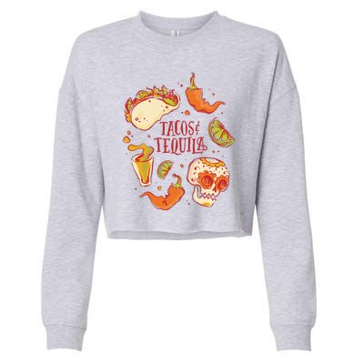 Tacos & Tequila Mexican Cropped Pullover Crew