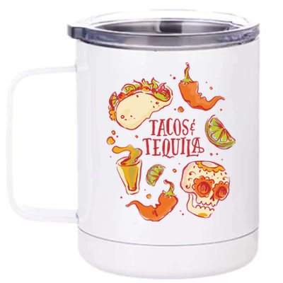 Tacos & Tequila Mexican 12 oz Stainless Steel Tumbler Cup