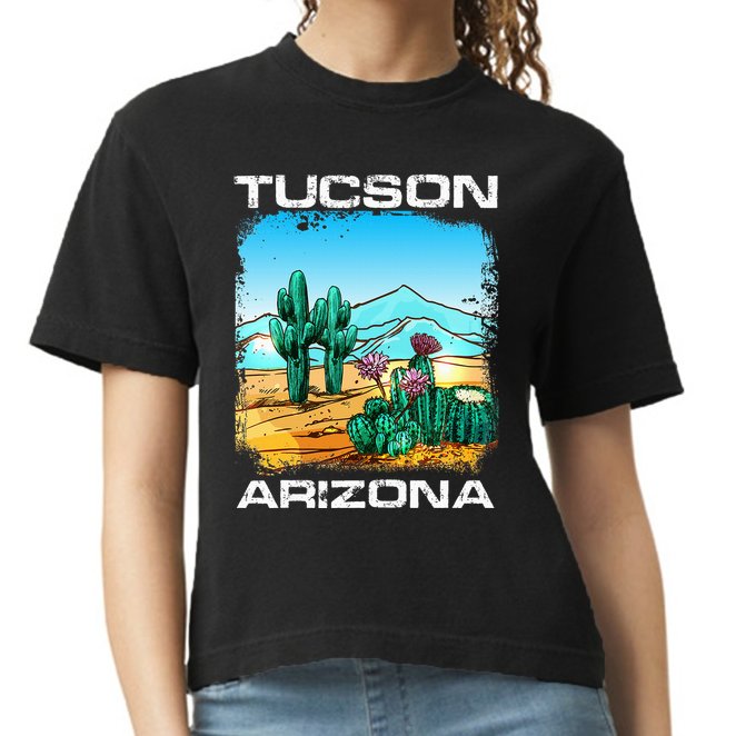 Tucson Arizona Desert Retro Cactus Comfort Colors Boxy T-Shirt