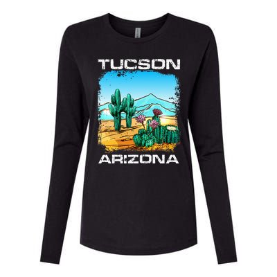 Tucson Arizona Desert Retro Cactus Womens Cotton Relaxed Long Sleeve T-Shirt