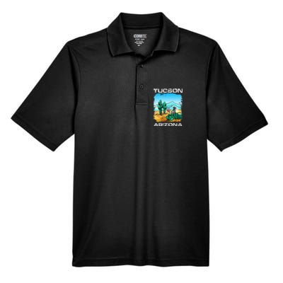 Tucson Arizona Desert Retro Cactus Men's Origin Performance Piqué Polo