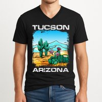 Tucson Arizona Desert Retro Cactus V-Neck T-Shirt