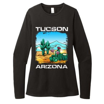 Tucson Arizona Desert Retro Cactus Womens CVC Long Sleeve Shirt