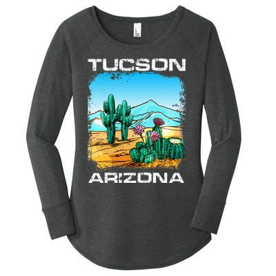 Tucson Arizona Desert Retro Cactus Women's Perfect Tri Tunic Long Sleeve Shirt