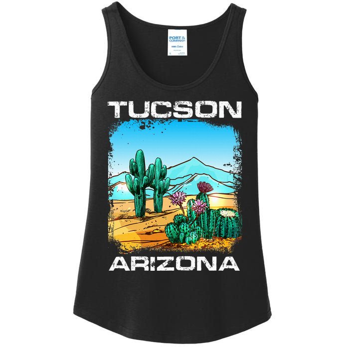 Tucson Arizona Desert Retro Cactus Ladies Essential Tank