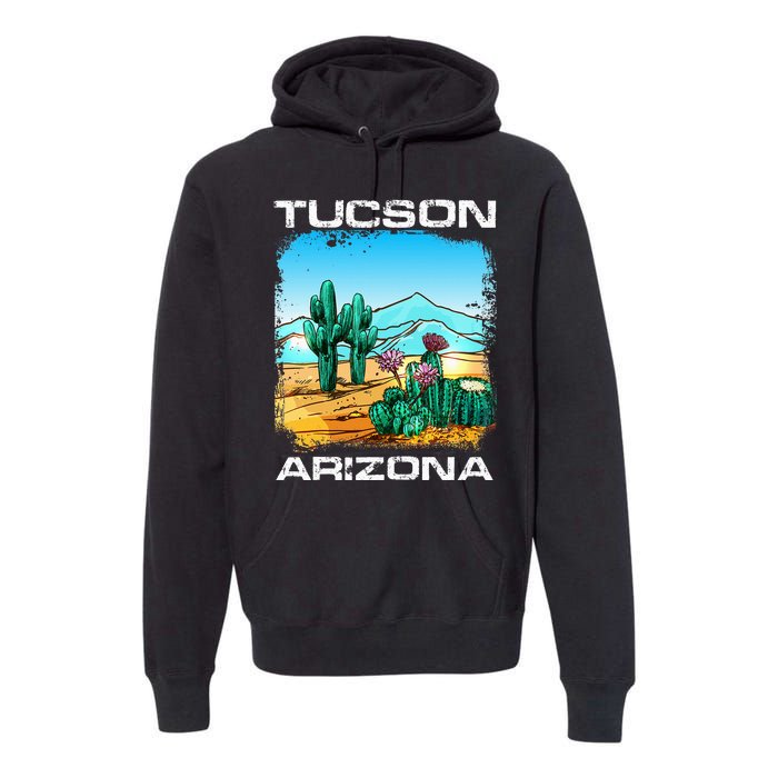 Tucson Arizona Desert Retro Cactus Premium Hoodie