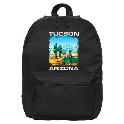 Tucson Arizona Desert Retro Cactus 16 in Basic Backpack