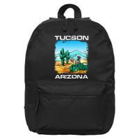 Tucson Arizona Desert Retro Cactus 16 in Basic Backpack