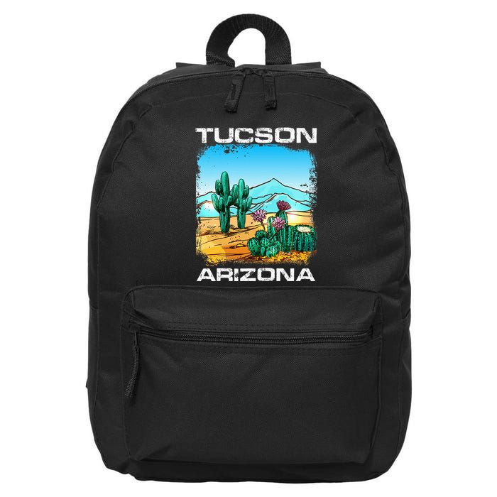 Tucson Arizona Desert Retro Cactus 16 in Basic Backpack