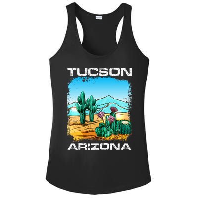 Tucson Arizona Desert Retro Cactus Ladies PosiCharge Competitor Racerback Tank