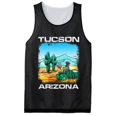 Tucson Arizona Desert Retro Cactus Mesh Reversible Basketball Jersey Tank