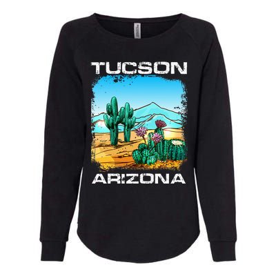 Tucson Arizona Desert Retro Cactus Womens California Wash Sweatshirt