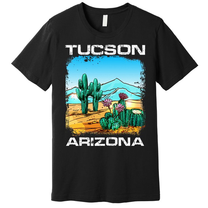 Tucson Arizona Desert Retro Cactus Premium T-Shirt