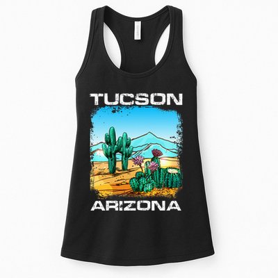 Tucson Arizona Desert Retro Cactus Womens Tank Top