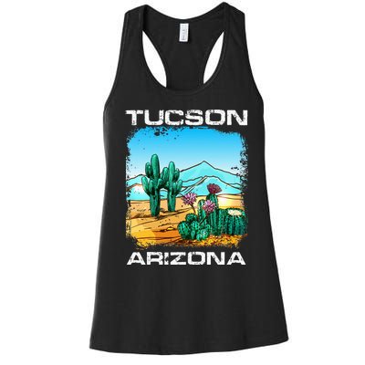 Tucson Arizona Desert Retro Cactus Women's Racerback Tank