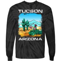 Tucson Arizona Desert Retro Cactus Tie-Dye Long Sleeve Shirt