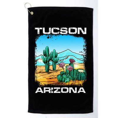 Tucson Arizona Desert Retro Cactus Golf Towel