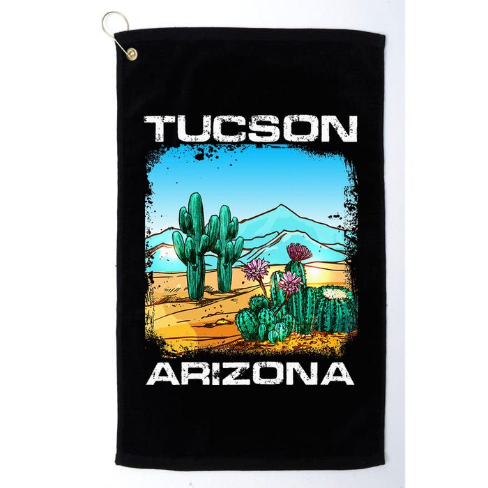 Tucson Arizona Desert Retro Cactus Golf Towel