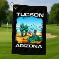 Tucson Arizona Desert Retro Cactus Golf Towel