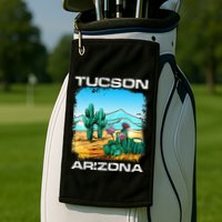 Tucson Arizona Desert Retro Cactus Golf Towel