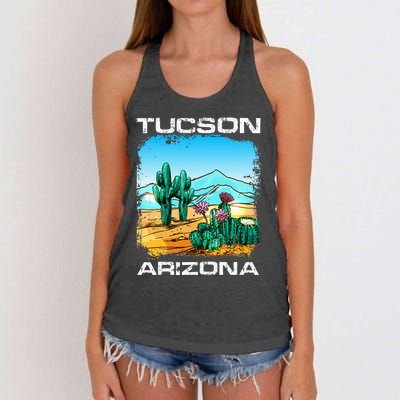 Tucson Arizona Desert Retro Cactus Women's Knotted Racerback Tank