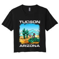 Tucson Arizona Desert Retro Cactus Women's Crop Top Tee