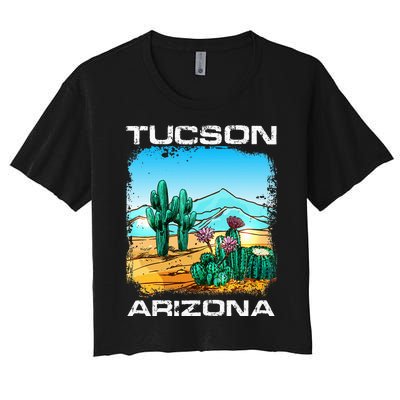 Tucson Arizona Desert Retro Cactus Women's Crop Top Tee