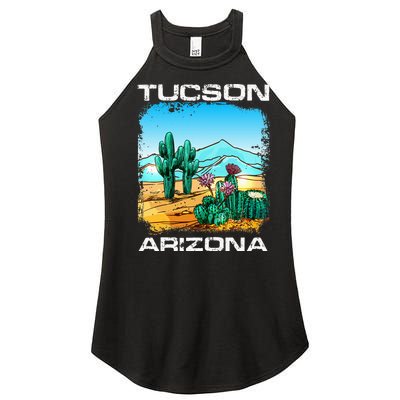 Tucson Arizona Desert Retro Cactus Women's Perfect Tri Rocker Tank