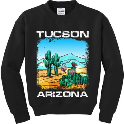 Tucson Arizona Desert Retro Cactus Kids Sweatshirt