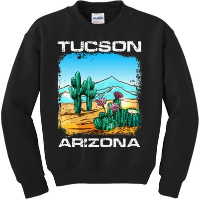 Tucson Arizona Desert Retro Cactus Kids Sweatshirt