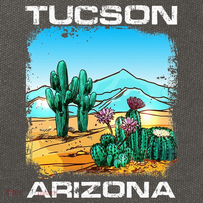 Tucson Arizona Desert Retro Cactus Cotton Canvas Backpack