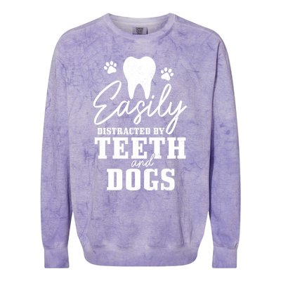 Teeth And Dogs Dentist Dental Student Assistant Hygienist Gift Colorblast Crewneck Sweatshirt