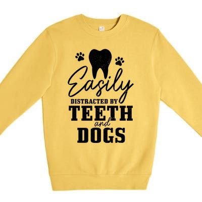 Teeth And Dogs Dentist Dental Student Assistant Hygienist Gift Premium Crewneck Sweatshirt