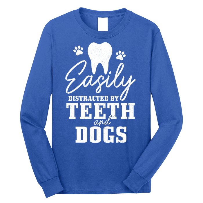 Teeth And Dogs Dentist Dental Student Assistant Hygienist Gift Long Sleeve Shirt