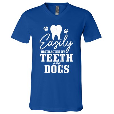 Teeth And Dogs Dentist Dental Student Assistant Hygienist Gift V-Neck T-Shirt