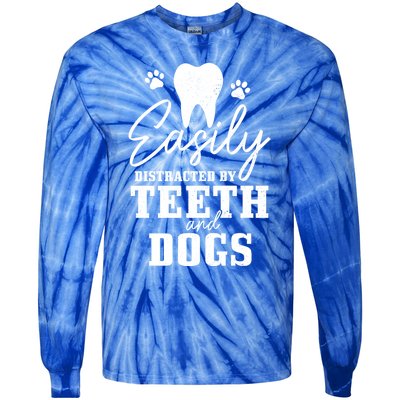 Teeth And Dogs Dentist Dental Student Assistant Hygienist Gift Tie-Dye Long Sleeve Shirt