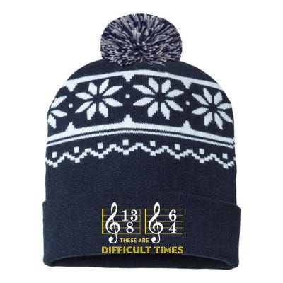 These Are Difficult Times Music Lover Gifts USA-Made Snowflake Beanie