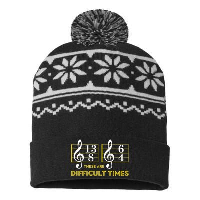 These Are Difficult Times Music Lover Gifts USA-Made Snowflake Beanie