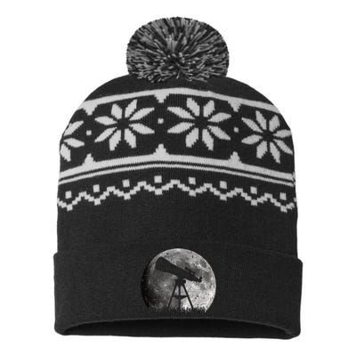 Telescope Astronomy Design For Space Fans USA-Made Snowflake Beanie