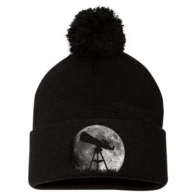 Telescope Astronomy Design For Space Fans Pom Pom 12in Knit Beanie