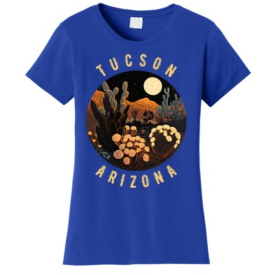 Tucson Arizona Desert At Night Painting Gift Women's T-Shirt