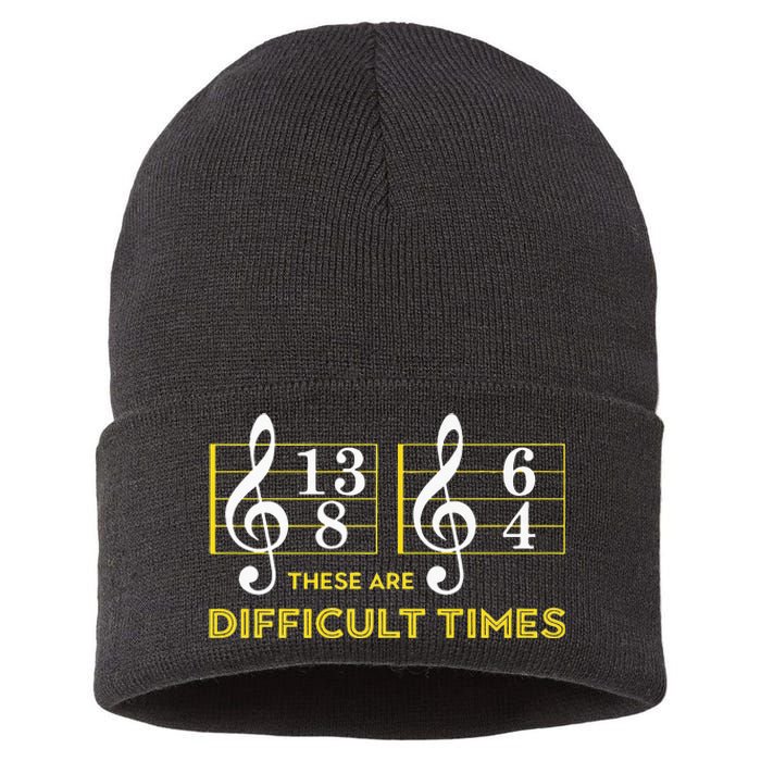 These Are Difficult Times Music Lover Gifts Sustainable Knit Beanie