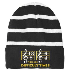 These Are Difficult Times Music Lover Striped Beanie with Solid Band