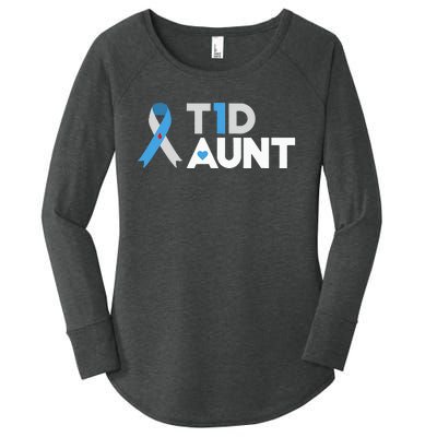 T1D Aunt  Diabetes Awareness Type 1 Insulin Pancreas Women's Perfect Tri Tunic Long Sleeve Shirt