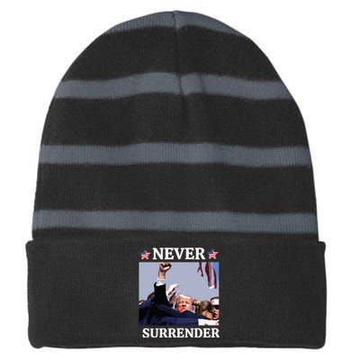 Trump Assassination Donald Trump Assassination Fight Striped Beanie with Solid Band