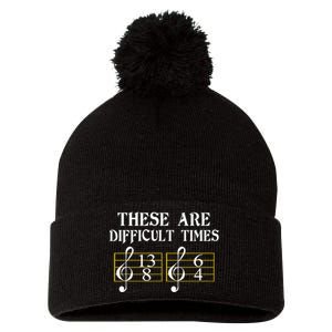 These Are Difficult Times Music Pom Pom 12in Knit Beanie