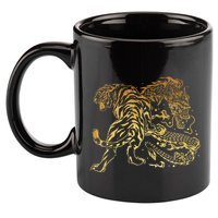 Tiger And Dragon Yin Yang Tattoo Style Gold Print 11oz C Handle Ceramic Mug